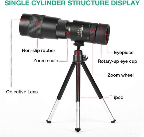 4K 10-300 × 40 مم تليفوتوغرام أحادي التلسكوب مناظير للبالغين - مضغوط ، متوافق مع الهواتف الذكية ، مشاهدة الطيور ، الاستخدام في الهواء الطلق in Saudi Arabia