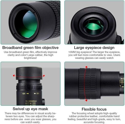 4K 10-300 × 40 مم تليفوتوغرام أحادي التلسكوب مناظير للبالغين - مضغوط ، متوافق مع الهواتف الذكية ، مشاهدة الطيور ، الاستخدام في الهواء الطلق in Saudi Arabia