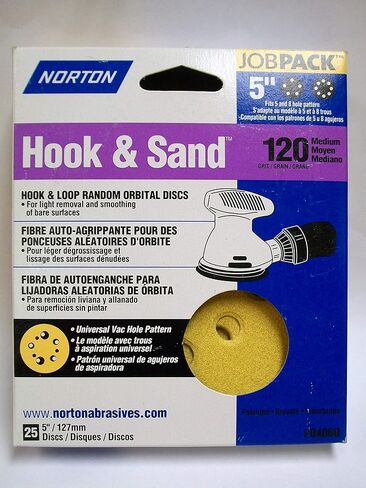 Norton 04060 5 بوصة 5 و 8 Hole P120 Hook and Loop Discs ، 25 pack in Saudi Arabia