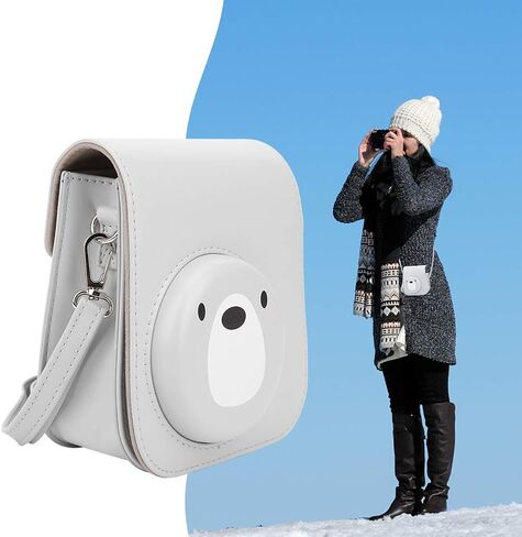Sanpyl Camera Case Compatible with Instant Camera Mini 11, PU Leather Bag, Wetherproof Anti Shock Camera Shoulder Bag with Detachable Cover Heads in Saudi Arabia