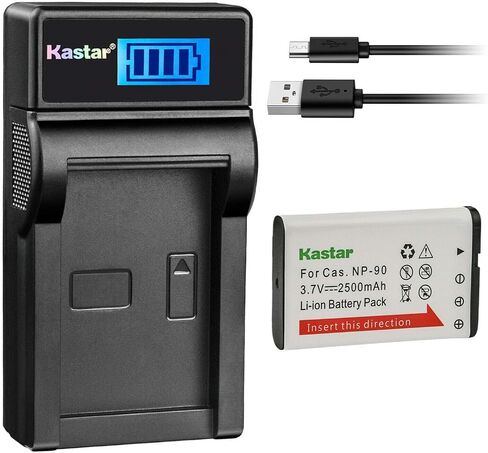 Kastar 1 Pack Battery and LCD USB Charger Compatible with Casio NP-90 NP-90DBA Battery, BC-90L Charger, Casio Exilim EX-FH100 EX-FH100BK Exilim EX-H10 EX-H15 Exilim EX-H20 EX-H20G EX-H20GBK EX-H20GSR in Saudi Arabia