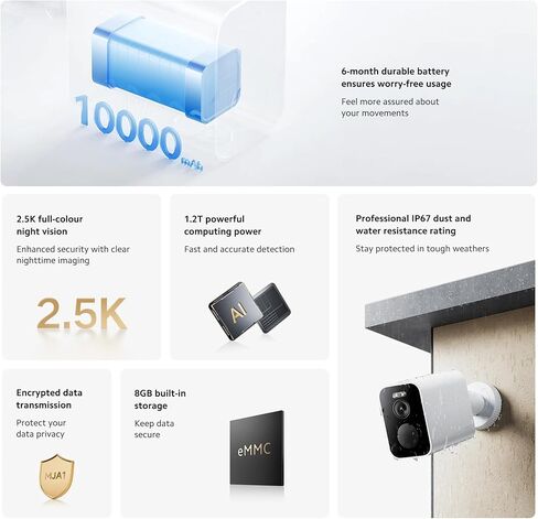 XIAOMI Outdoor Camera BW500: 2.5K Battery Security Camera Wireless with Color Night Vision, Optional Solar Panel, IP67 Weatherproof, 136° Wide View Home in Saudi Arabia