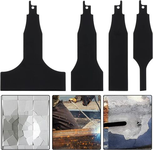 4Pcs Scraper Blade,Reciprocating Saw Scraper Blade,Scraping Tool Attachment for Reciprocating Saws,High Carbon Steel Tile Cleaning Tools for Remove Linoleum, Glue, Vinyl Flooring in Saudi Arabia