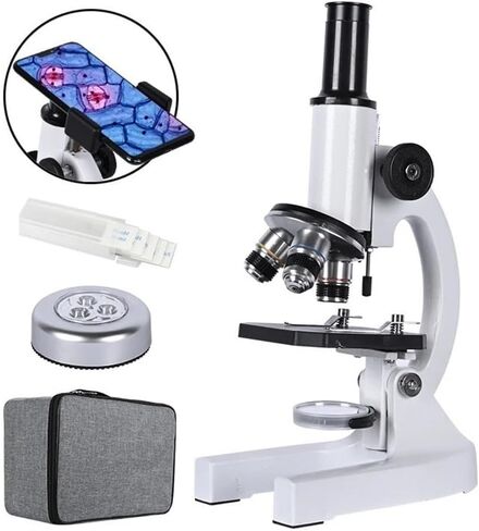 إكسسوارات المجهر Kit Zoom 640x 1280x 2000x HD المجهر البيولوجي Monocular Teaching Laboratory W/LED حامل الهاتف المجهر العدسة الإلكترونية (اللون: Package8) in Kuwait