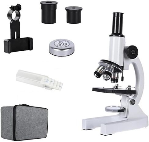 إكسسوارات المجهر Kit Zoom 640x 1280x 2000x HD المجهر البيولوجي Monocular Teaching Laboratory W/LED حامل الهاتف المجهر العدسة الإلكترونية (اللون: Package8) in Kuwait