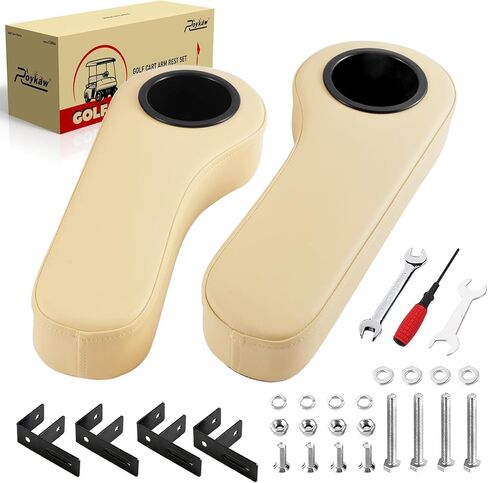 Roykaw Golf Cart Armrest with Cup Holder for EZGO Club Car Yamaha - Upgrade Support Frame/No Drilling Required - Just Only Fit 1.0" Square Tube Frame in Kuwait