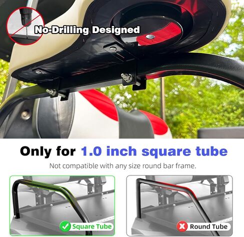 Roykaw Golf Cart Armrest with Cup Holder for EZGO Club Car Yamaha - Upgrade Support Frame/No Drilling Required - Just Only Fit 1.0" Square Tube Frame in Kuwait