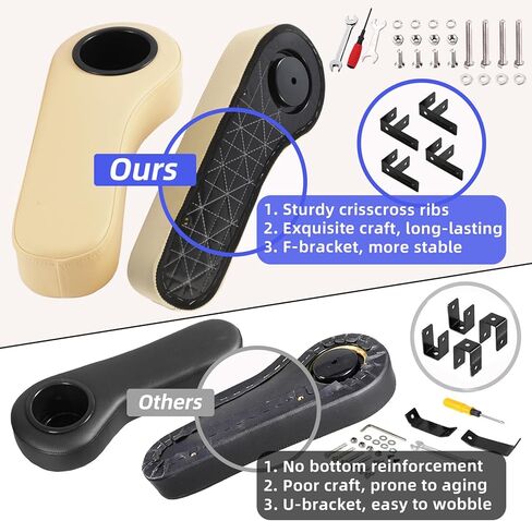 Roykaw Golf Cart Armrest with Cup Holder for EZGO Club Car Yamaha - Upgrade Support Frame/No Drilling Required - Just Only Fit 1.0" Square Tube Frame in Kuwait