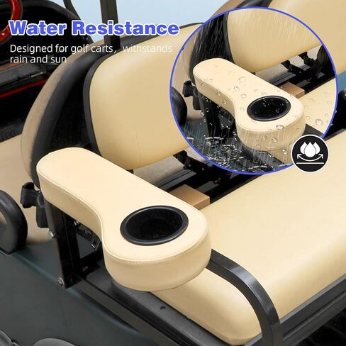 Roykaw Golf Cart Armrest with Cup Holder for EZGO Club Car Yamaha - Upgrade Support Frame/No Drilling Required - Just Only Fit 1.0" Square Tube Frame in Kuwait