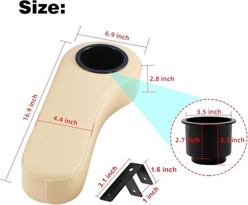 Roykaw Golf Cart Armrest with Cup Holder for EZGO Club Car Yamaha - Upgrade Support Frame/No Drilling Required - Just Only Fit 1.0" Square Tube Frame in Kuwait