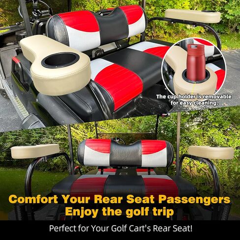 Roykaw Golf Cart Armrest with Cup Holder for EZGO Club Car Yamaha - Upgrade Support Frame/No Drilling Required - Just Only Fit 1.0" Square Tube Frame in Kuwait