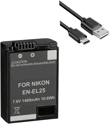 مجموعة التآزر الرقمية التآزر ، المتوافقة مع كاميرا Nikon ZFC الرقمية تتضمن: EM-USB-Typec-3B USB Cable ، SDDEN-EL25 Battery in Saudi Arabia