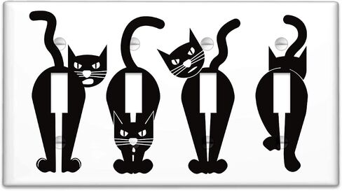 Funny Cat Black Light Switch Cover Decorative 2 Gang Wall Plate Double Toggle Lightswitch Cover Plate for Bedroom Kitchen Home Decor in Saudi Arabia
