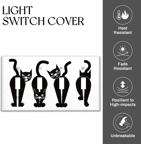 Funny Cat Black Light Switch Cover Decorative 2 Gang Wall Plate Double Toggle Lightswitch Cover Plate for Bedroom Kitchen Home Decor in Saudi Arabia