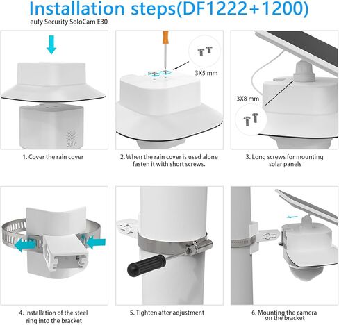 قوس تصاعد القطب +غطاء الظل المطر لـ Eufy Security Solocam E30 Solar Camera/Eufy Security 4G LTE CAM S330 Camera (1Pack ، White) in Kuwait