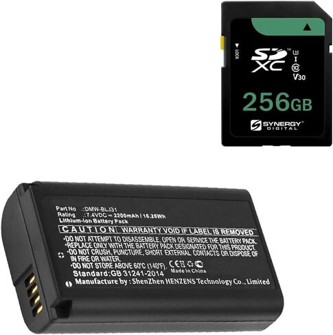 Synergy Digital Accessory Kit, Compatible with Panasonic Lumix S1H Digital Camera Includes: KSD256GB Memory Card, SDCAM-L9075 Battery in Saudi Arabia
