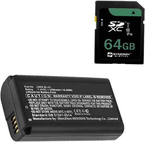 Synergy Digital Accessory Kit, Compatible with Panasonic Lumix S1R Digital Camera Includes: SDCAM-L9075 Battery, SY-SD64GB Memory Card in Saudi Arabia