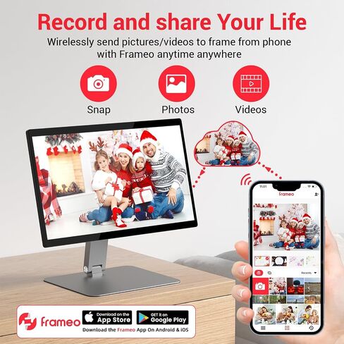 إطار الصورة الرقمية WiFi 15.6inch ، تخزين 64 جيجابايت من إطار الصورة الرقمية الذكية IPS HD HD مع الشاشة التلقائية أو مشاركة الصور أو مقاطع الفيديو عبر تطبيق Frameo in Kuwait