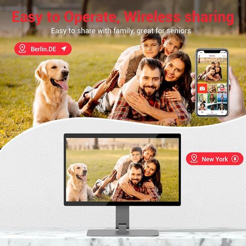 إطار الصورة الرقمية WiFi 15.6inch ، تخزين 64 جيجابايت من إطار الصورة الرقمية الذكية IPS HD HD مع الشاشة التلقائية أو مشاركة الصور أو مقاطع الفيديو عبر تطبيق Frameo in Kuwait