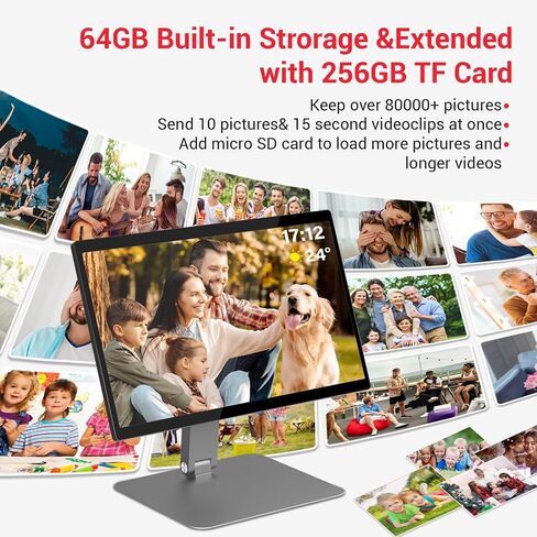 إطار الصورة الرقمية WiFi 15.6inch ، تخزين 64 جيجابايت من إطار الصورة الرقمية الذكية IPS HD HD مع الشاشة التلقائية أو مشاركة الصور أو مقاطع الفيديو عبر تطبيق Frameo in Kuwait