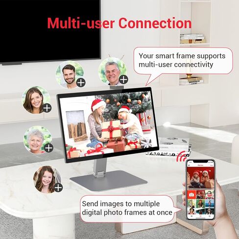 إطار الصورة الرقمية WiFi 15.6inch ، تخزين 64 جيجابايت من إطار الصورة الرقمية الذكية IPS HD HD مع الشاشة التلقائية أو مشاركة الصور أو مقاطع الفيديو عبر تطبيق Frameo in Kuwait