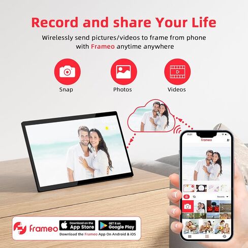 إطار الصورة الرقمية WiFi 15.6inch ، تخزين 64 جيجابايت من إطار الصورة الرقمية الذكية IPS HD HD مع الشاشة التلقائية أو مشاركة الصور أو مقاطع الفيديو عبر تطبيق Frameo in Kuwait