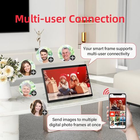 إطار الصورة الرقمية WiFi 15.6inch ، تخزين 64 جيجابايت من إطار الصورة الرقمية الذكية IPS HD HD مع الشاشة التلقائية أو مشاركة الصور أو مقاطع الفيديو عبر تطبيق Frameo in Kuwait