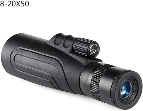 تلسكوب أحادي 8-20x50 عالي الطاقة HD أحادي مع رؤية ليلية مقاومة للماء مع التركيز المزدوج المتين والواضح للتخييم مشاهدة الطيور السفر in Saudi Arabia