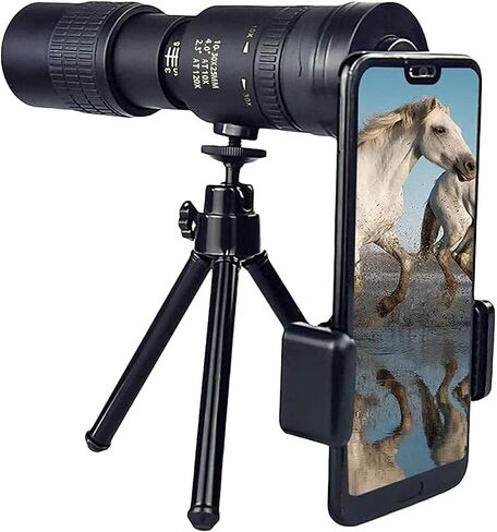 4K 10 300X40mm Telephoto Zoom Monocular Telescope Waterproof Fogproof Night Vision Monocular with Smartphone Holder and Tripod Gifts for Men in Saudi Arabia