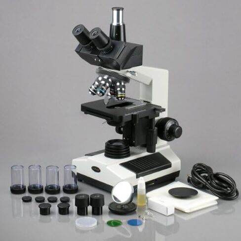AMSCOPE T390A مجهر ثنائي العين المركب الاحترافي ، تكبير 40 × 1600X ، و WF10X و P16X Eyepieces ، Brightfield ، إضاءة الهالوجين ، مكثف ABBE ، مرحلة ميكانيكية مزدوجة الطبقات ، in Kuwait