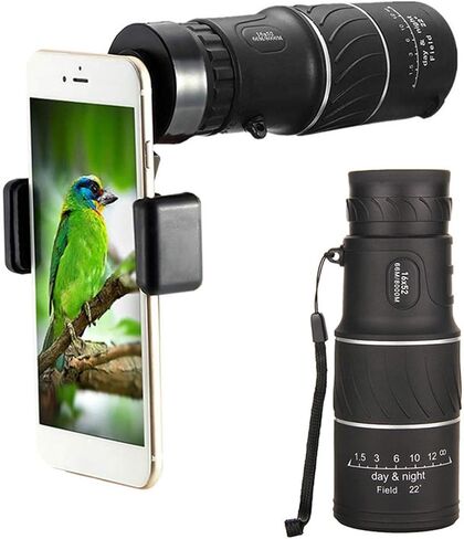 Gift Monocular Telescope 16x52 High Power HD Monocular with Smartphone Holder & Tripod Waterproof Durable and Clear FMC BAK4 Prism Dual Focus for Bird Watching in Saudi Arabia