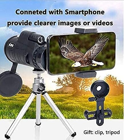 Telescope 10x50 Monocular Telescope for Mobile Phone with Smartphone Holder and Tripod High Power FMC Binoculars with Night Vision Compass Monoculars for Adults Birdwatching Camping in Saudi Arabia