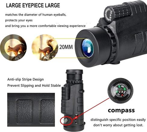 Telescope 10x50 Monocular Telescope for Mobile Phone with Smartphone Holder and Tripod High Power FMC Binoculars with Night Vision Compass Monoculars for Adults Birdwatching Camping in Saudi Arabia