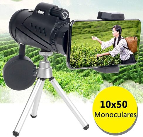 Telescope 10x50 Monocular Telescope for Mobile Phone with Smartphone Holder and Tripod High Power FMC Binoculars with Night Vision Compass Monoculars for Adults Birdwatching Camping in Saudi Arabia