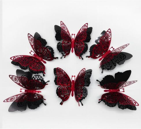 Halloween Butterfly Wall Stickers - 12 Pcs 3D Butterflies Wall Decoration Skull Rose Designs Holiday Decor for Party Home Office Shop Decorations Supplies in Saudi Arabia