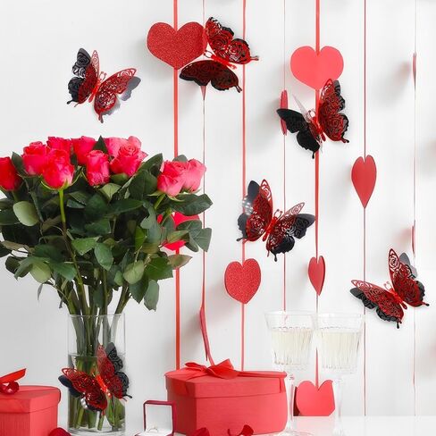 Halloween Butterfly Wall Stickers - 12 Pcs 3D Butterflies Wall Decoration Skull Rose Designs Holiday Decor for Party Home Office Shop Decorations Supplies in Saudi Arabia