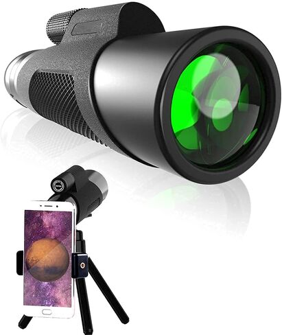 Telescope Waterproof Monocular for Adults with Night Vision12*50 Smart Monocular with Smartphone Holder and Adjustable Tripod Monocular Telescope for Mobile Phone in Saudi Arabia