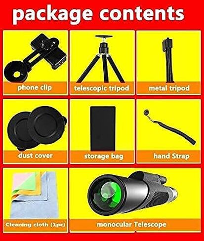 Telescope Waterproof Monocular for Adults with Night Vision12*50 Smart Monocular with Smartphone Holder and Adjustable Tripod Monocular Telescope for Mobile Phone in Saudi Arabia