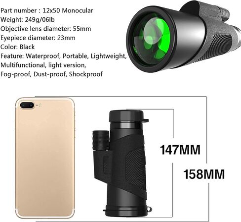 Telescope Waterproof Monocular for Adults with Night Vision12*50 Smart Monocular with Smartphone Holder and Adjustable Tripod Monocular Telescope for Mobile Phone in Saudi Arabia
