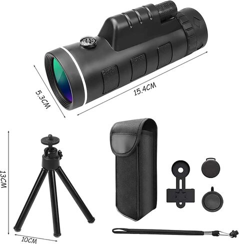تلسكوب أحادي 40 × 60 BAK4 BAK4 PRISM عالية الطاقة تكبير أحادي مع حامل الهواتف الذكية وترايبود للبالغين للأطفال لمشاهدة الطيور في التخييم in Saudi Arabia
