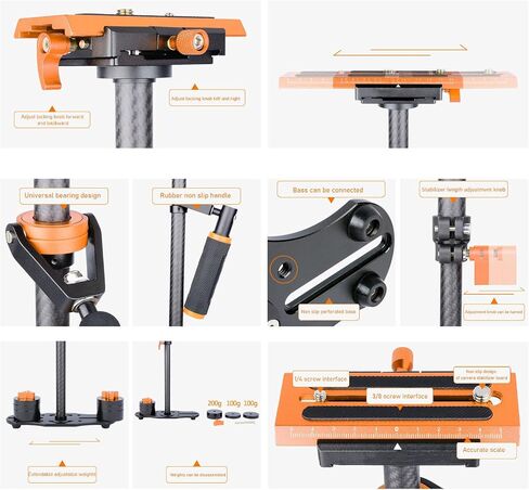 Gugxiom 3 Axis DSLR Camera Stabilizer, Carbon Fiber Handheld Gimbal for Video Live Streaming (500g-3000g Load) with Telescopic Center Post & Quick Calibration in Saudi Arabia