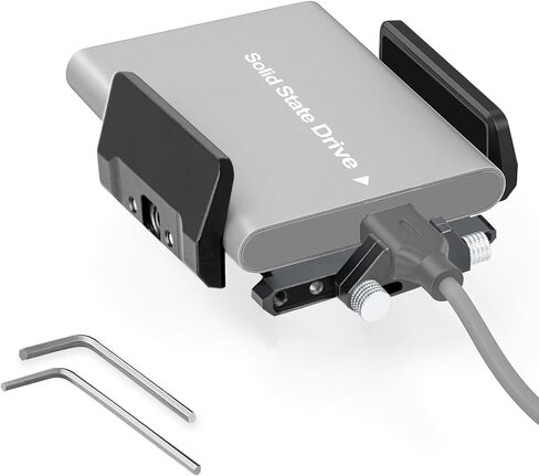 EMART Mount Bracket SSD Holder with Cold Shoe Cable Clamp, 1.6"-2.6" for Samsung T5 T7 SSD SanDisk Compatible with BMPCC 4K 6K iPhone Pro Max Camera Cage in Saudi Arabia
