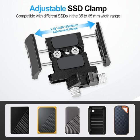 EMART Mount Bracket SSD Holder with Cold Shoe Cable Clamp, 1.6"-2.6" for Samsung T5 T7 SSD SanDisk Compatible with BMPCC 4K 6K iPhone Pro Max Camera Cage in Saudi Arabia