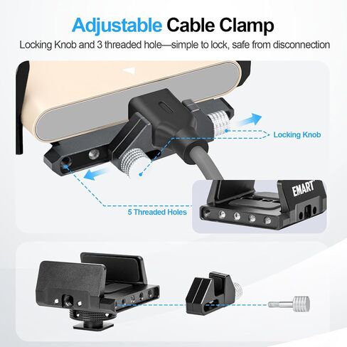 EMART Mount Bracket SSD Holder with Cold Shoe Cable Clamp, 1.6"-2.6" for Samsung T5 T7 SSD SanDisk Compatible with BMPCC 4K 6K iPhone Pro Max Camera Cage in Saudi Arabia