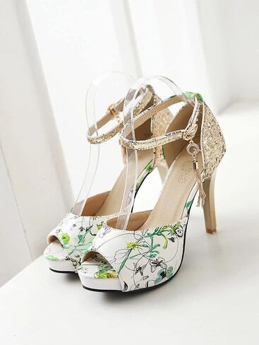 Sequin Printed Fish Mouth high Heels in Saudi Arabia