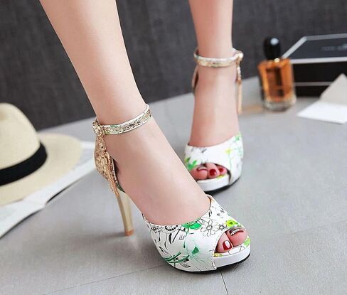 Sequin Printed Fish Mouth high Heels in Saudi Arabia