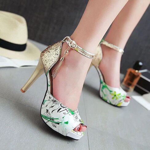Sequin Printed Fish Mouth high Heels in Saudi Arabia