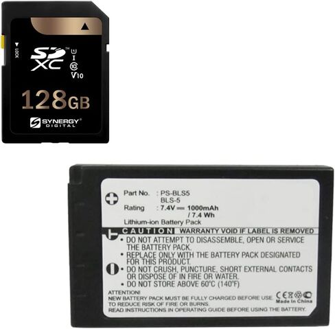 مجموعة أدوات التآزر الرقمية ، المتوافقة مع الكاميرا الرقمية Olympus Pen E-PL10 تشمل: بطارية SDCAM-L9043 ، بطاقة ذاكرة SY-SD128GB in Saudi Arabia
