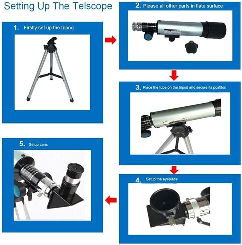 Telescopes Astronomical Telescopefor Educational Science Refractor with Lightweight Tripod for Astronomy Beginners, Night Stars Watch,Focal Length 360mm, Aperture 50mm in Saudi Arabia