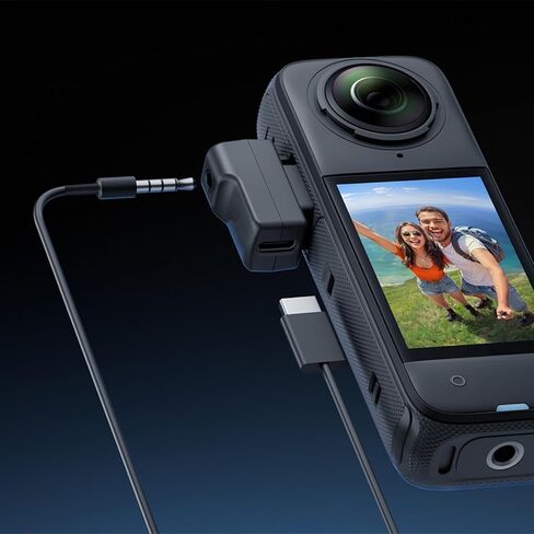 Action Camera Mic Adapter,Type-C/3.5mm Port Charging Audio Adapter for Insta360 X4 Accessories in Kuwait